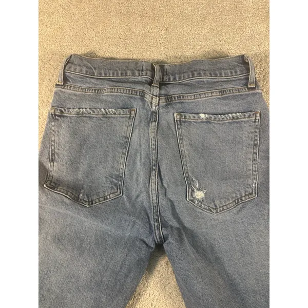 AGOLDE Nico High‎ Rise Denim Blue Jeans Size 26 Raw Hem Button Fly Distressed - Image 10
