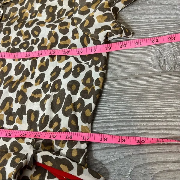 Rungolee leopard print shirt dress tie waist‎ sleeve sz XS - Image 4