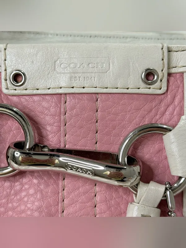 Vintage Coach Y2K Hamptons Carryall Satchel Bag Pink Leather Coquette F13084 - Image 4
