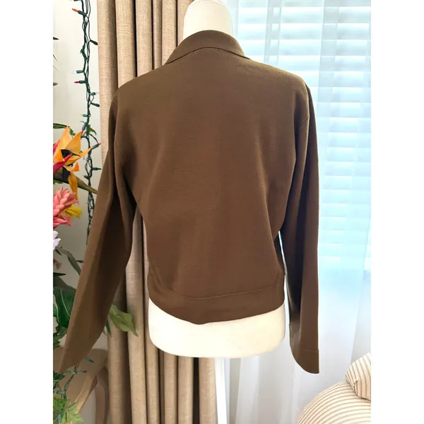 GU Milano Ribbed Polo Cardigan in Brown - Image 4
