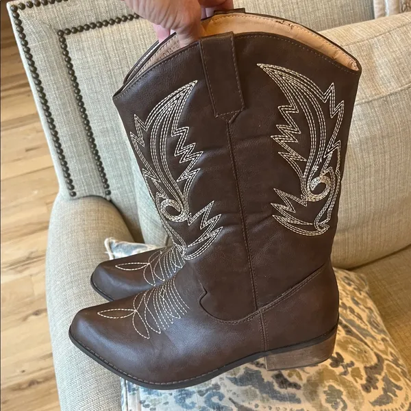 Western Cowboy Cowgirl Boots Brown Embroidered Women’s 40 - Image 3