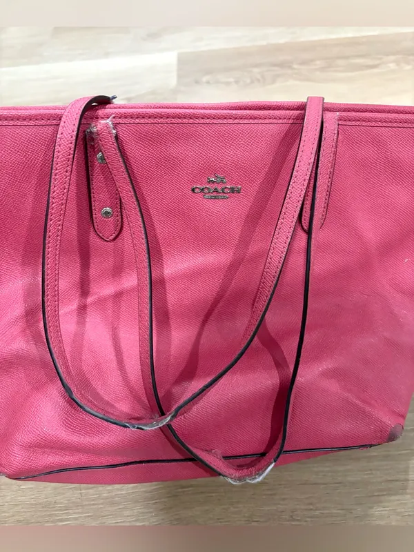 Coach Canvas Shoulder Bag Red Color With Silver Hardware - Image 2