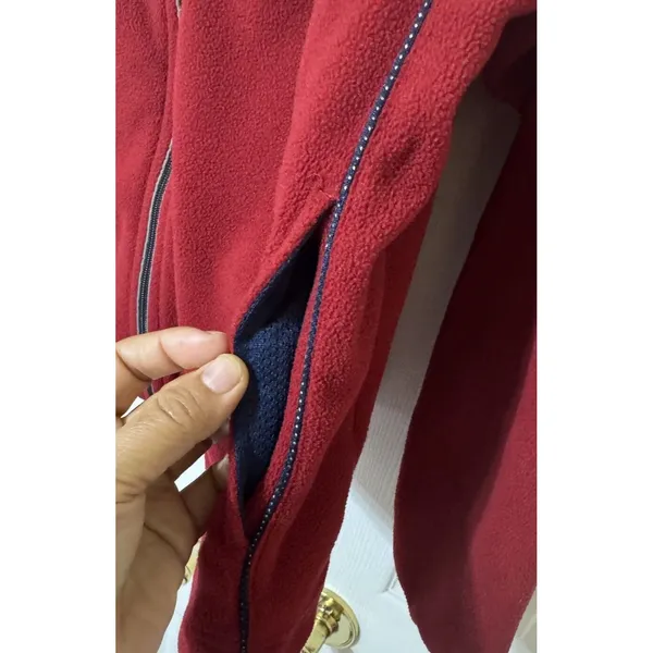 Vintage 90s Wilson Full‎ Zip Athletic Fleece Hoodie Red Jacket - Womens XL - Image 5