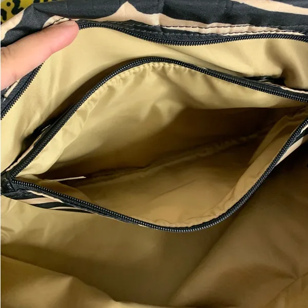 Coach y2k Devin Black Tan Zebra Print Nylon Overnight Tote Pouch - Image 15