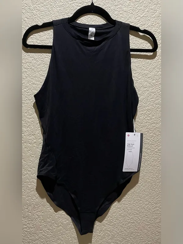 Lululemon Wundermost Ultra Soft Nulu High-Neck Black Sleeveless Bodysuit Size L - Image 5