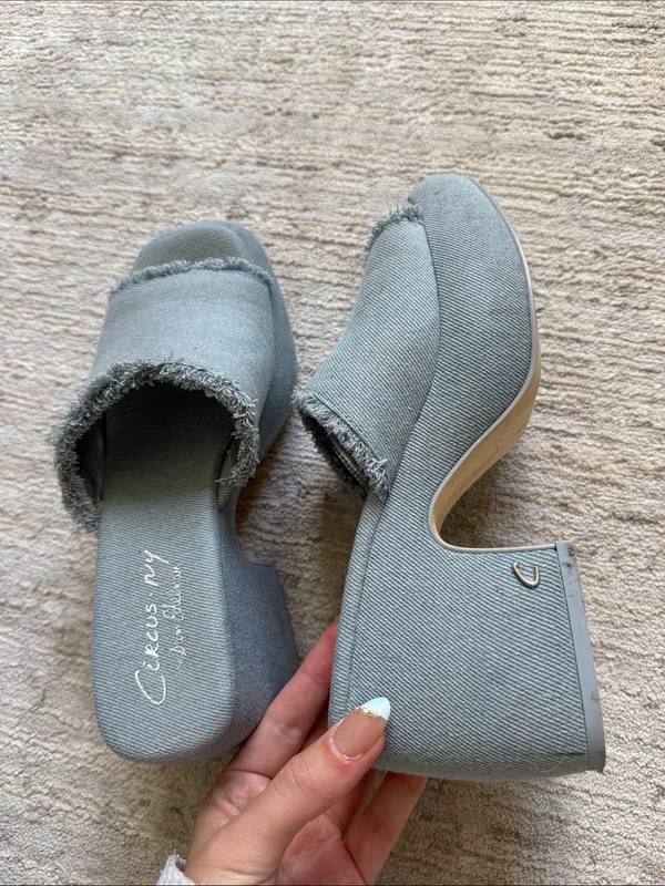 Baby Blue Frayed Slide Heels by Circus by Sam Edelman (Size 7) - Image 3
