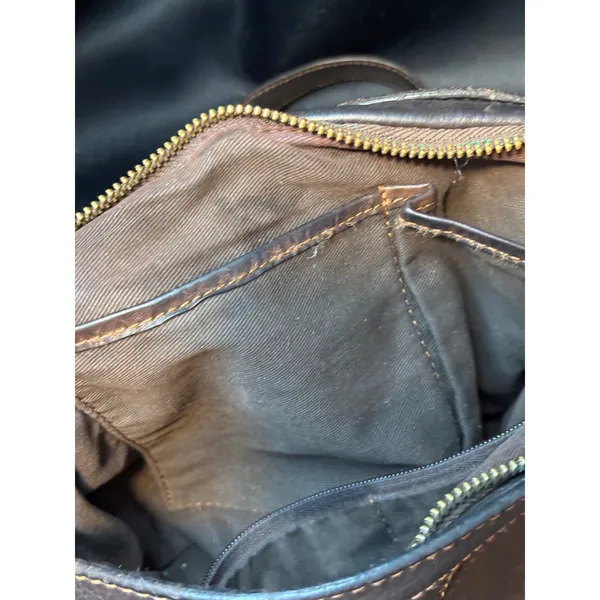 Gray Distressed Vegan Leather Convertible Backpack Shoulder‎ Bag Silver Padlock - Image 12