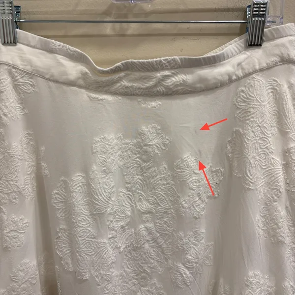 Soft Surroundings White Floral Embroidered Lace Trim Crepe Midi Skirt Large Boho - Image 7