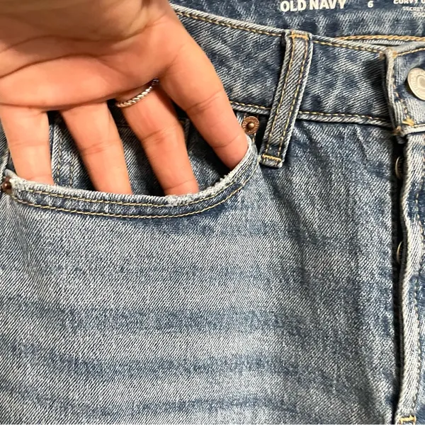 Old Navy Womens Jeans Denim Blue High Rise Curvy OG Loose Slit Ankle Size 6 - Image 5