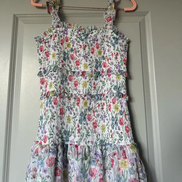 Saylor Leanna Long Tiered Ruffle Floral Maxi Dress small - Image 8