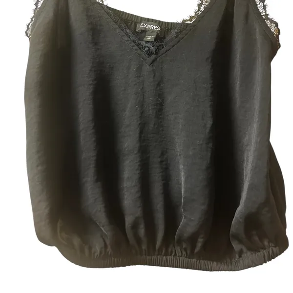 Express Black Lace-Trim V-Neck Camisole - Image 3