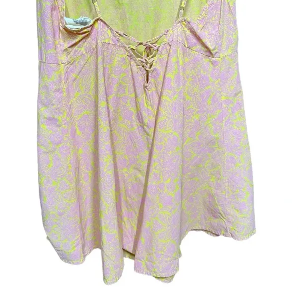 Anthropologie Lilka Saffron Romper Culottes Tie‎ Back Floral Pink Yellow Small - Image 9