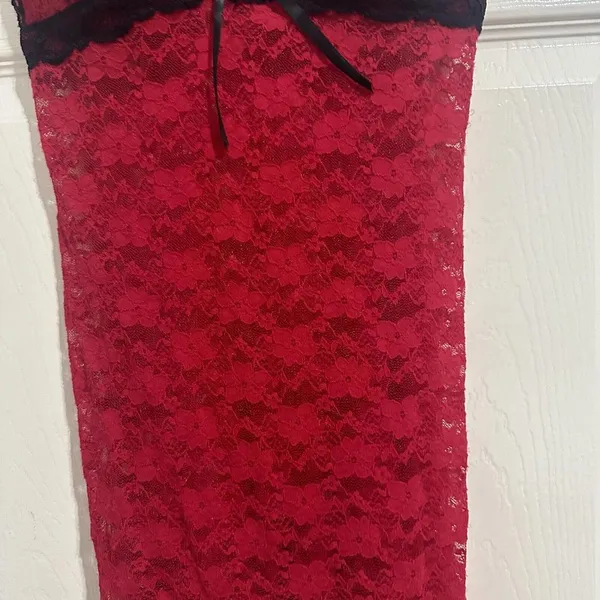 Gilligan & O’Malley Red & Black Lace Lingerie Slip Dress Nightie S Small - Image 5