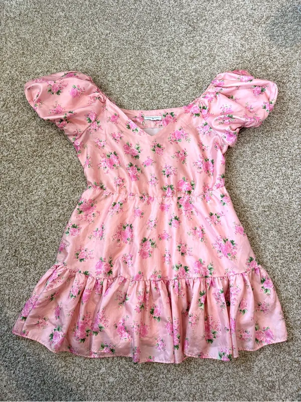 LoveShackFancy x Target Cecile Pink Floral Puff-Sleeve Dress Size 12 - Image 3