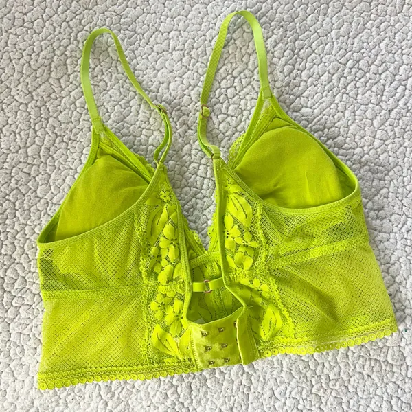 Aerie Hibiscus Lace Padded Longline Bralette Lime green - Image 4
