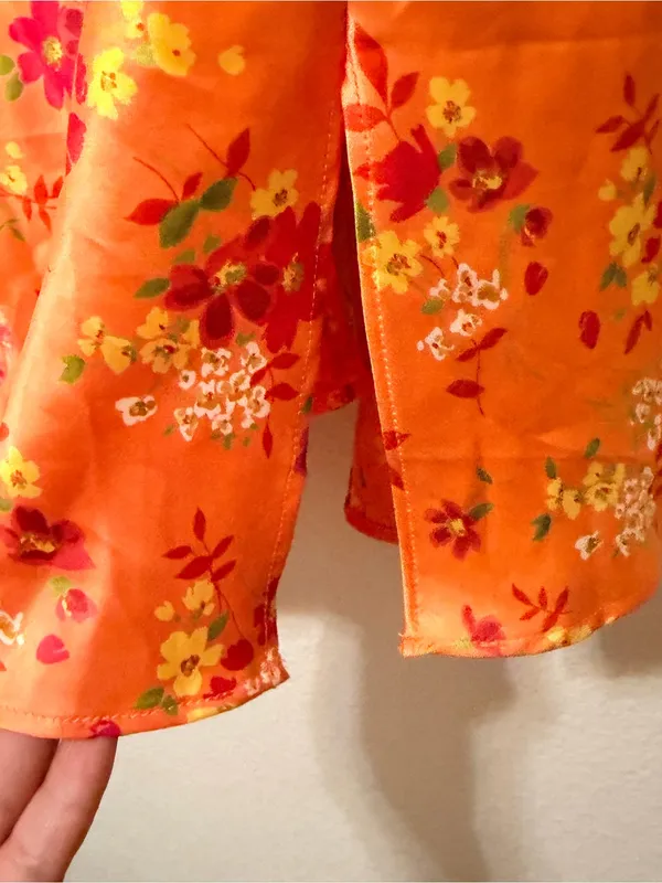 Victoria's Secret Vintage 2001 satin nightie, orange floral print, sz M - Image 11