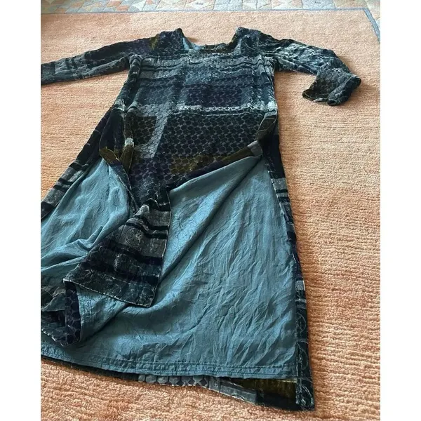 Women Kurta Pakistani Indian Kurti Shirt Dress S velvet silk and silk lining - Image 3