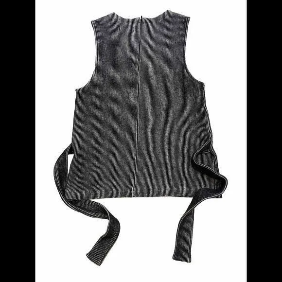 Madewell French Rib Tie Waist Sleeveless Tank Womens M‎ Gray F8390 - Image 4