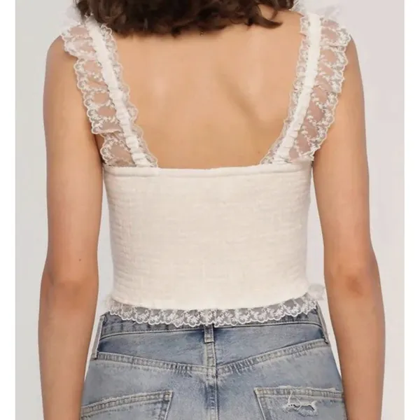 NWT Heartloom Romi Top White Lace Corset Side Zip Size Medium - Image 2