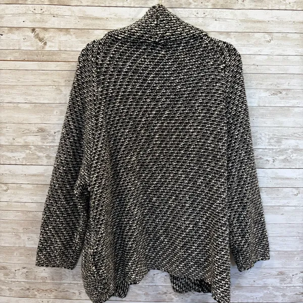 Zara Knit Womens M Open Cardigan Sweater Black & White Chunky Grandma Core - Image 6