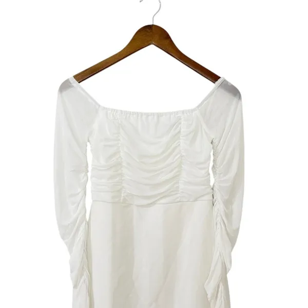 Lulus Elegant Eternity White Mesh Ruched Off-the-Shoulder Mini Dress size M NWOT - Image 7