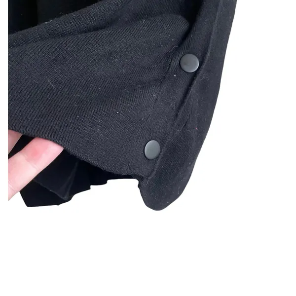 Zara Knit Women Top S Black Round Neck Long Slit Sleeve Side Snap Rocker‎ Goth - Image 6