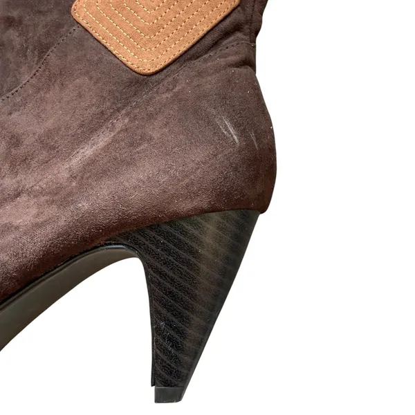 Comfortview Knee High Boots Womens 7WW Brown Faux Suede Patchwork Boho Y2K - Image 3