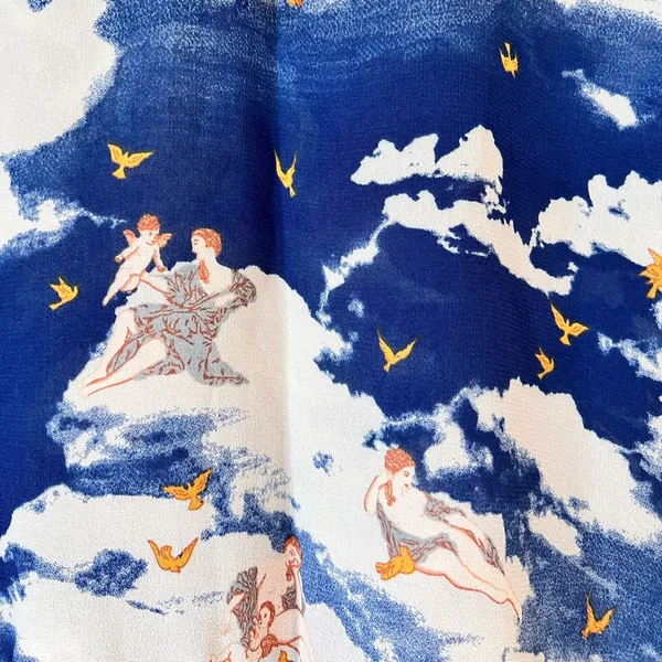 Reformation Blue‎ Laurelei Angel Print Viscose V-Neckline Dress 6P - Image 8