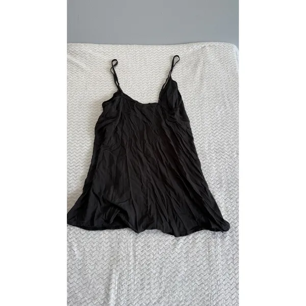 Free People Intimately Black V-Neck Slip Dress Adjustable Straps Medium 4308 - Image 2