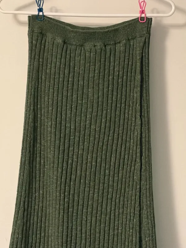 Free People better days midi skirt ribbed knit green size medium bohemian fall - Image 5