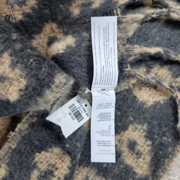 Abercrombie & Fitch Leopard Fringe Scarf Wide Black Tan Two Toned Animal Print - Image 7