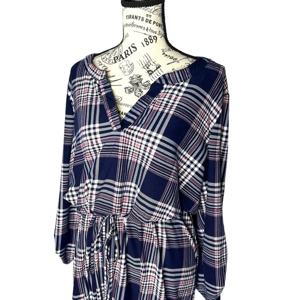 Bobbie Brooks Plus Size (1X) Roll Tab Sleeve Elastic Waist Tie Blouson Dress - Image 11