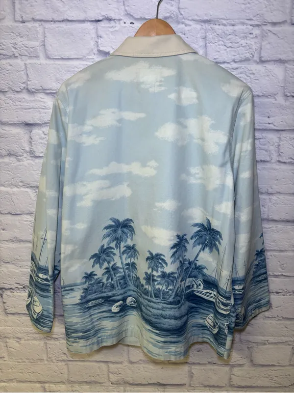 RALPH LAUREN Naval Supply Size M Barn Jacket Blue St Martin Island Boat Print - Image 11