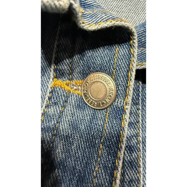 Denim Obsessed Project Rebel Blue Oversized Denim Shirt Shacket Womens Medium - Image 5