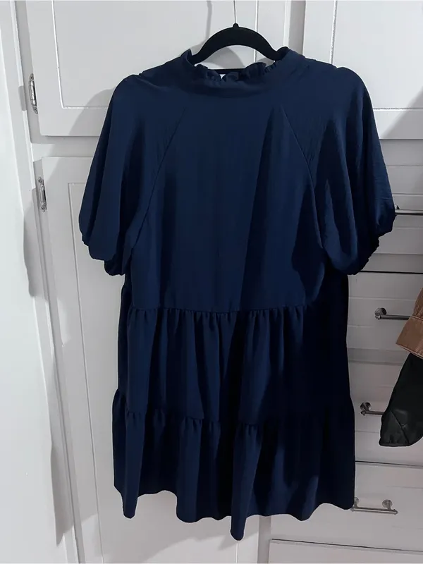 1. State Navy Tiered Smocked Neck Dress - Image 4