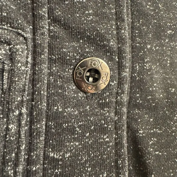 Y2K 2000s Fox Racing Charcoal Gray Button Up Hooded Sweater Womens Small‎ - Image 6