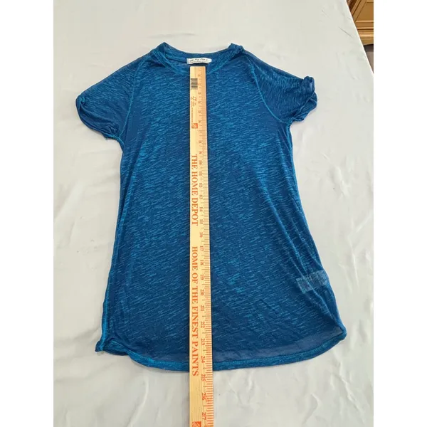 We The Free Free People Womens Blue Slub Knit Short Sleeve Crew Neck Tee Medium - Image 7