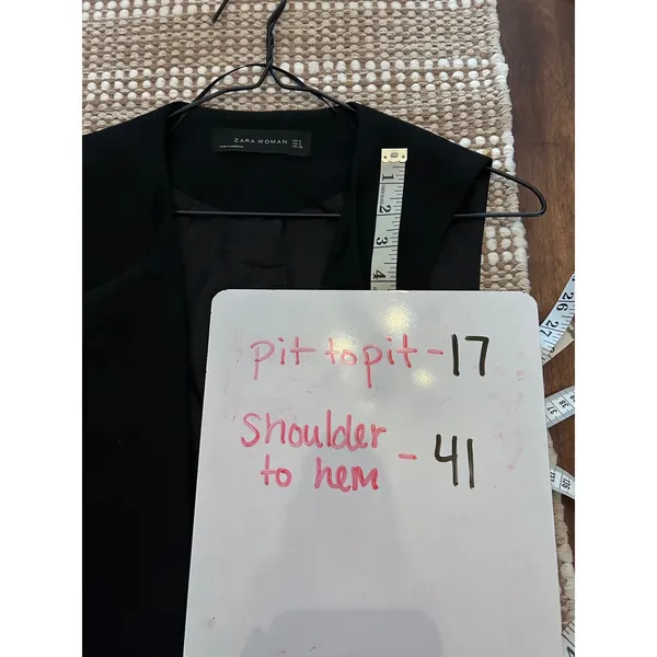 Zara Woman Black Longline Sleeveless Blazer Vest Open Front Small‎ Workwear Chic - Image 4