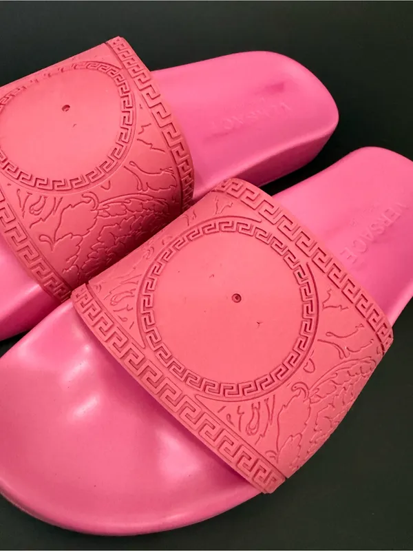 VERSACE Hot Pink Medusa Palazzo Pool Slides MISSING MEDUSA - Image 13