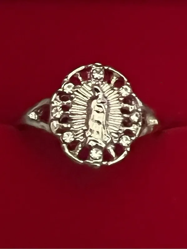 Virgin Mary Design Stainless Steel Silver Open Ring Size 8 - Image 2
