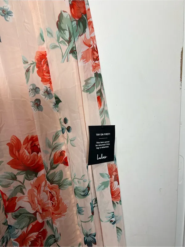 NWT Lulus Garden Meandering Blush Floral Print Maxi Dress size L - Image 8
