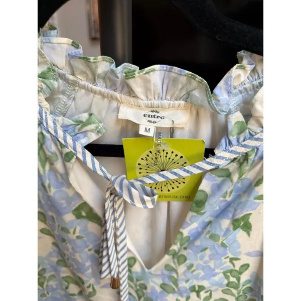 Entro floral mini dress with striped contrast trim from nwt women's Medium - Image 3