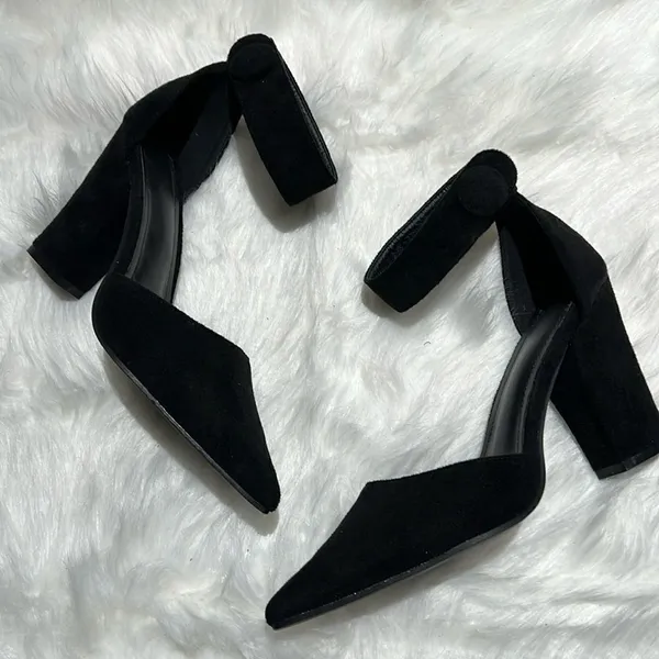 Black Suede Ankle Strap Platform Heels Size 7. B78‎ - Image 2
