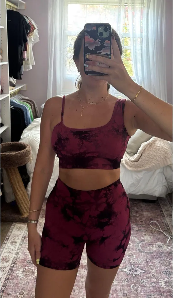 Active Workout Gym Matching Set Top and Bottom Red Size XS - Image 2