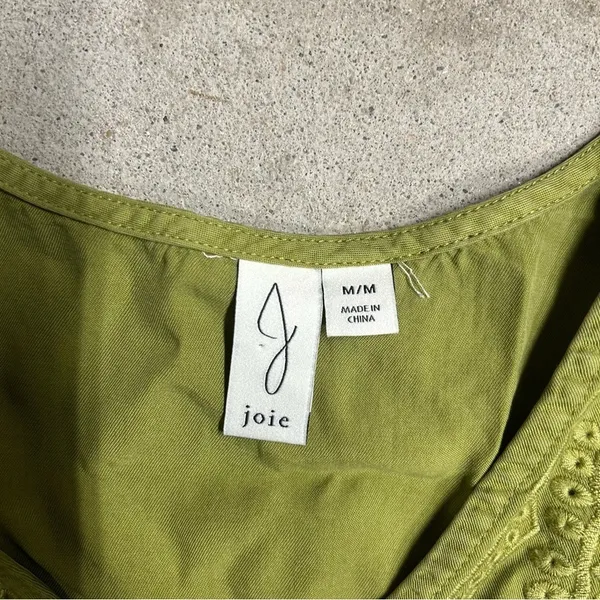 Joie Embroidered Florall V Neck Long Sleeve Blouse Green Size Medium - Image 3