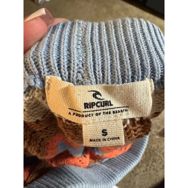 Rip Curl Womens Small Crochet Knit Chevron Shorts Blue Orange Brown Zig Zag Boho - Image 4