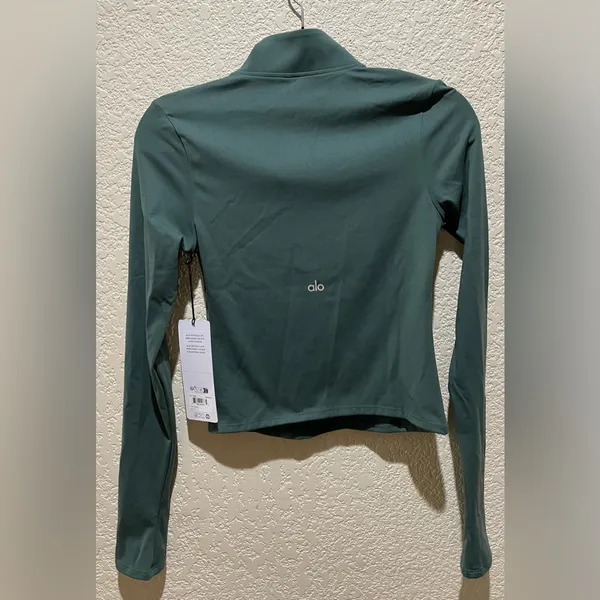 ALO Yoga Softsculpt Precision 1/4 Zip Long Sleeve Clover Green Size S - Image 3
