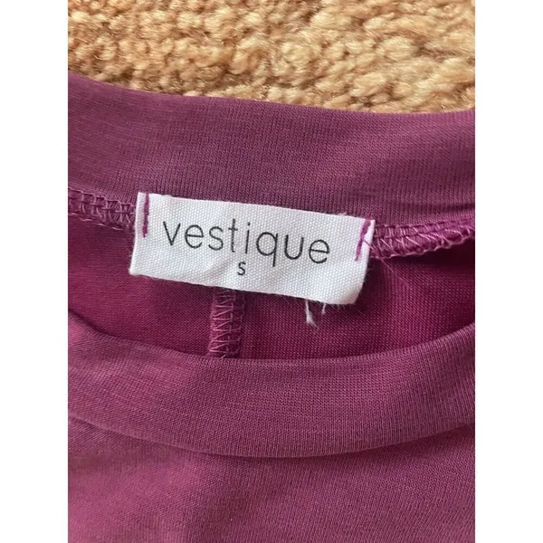 VESTIQUE Spellbinding Women’s Plum color Ruched Knit Dress Size S - Image 5