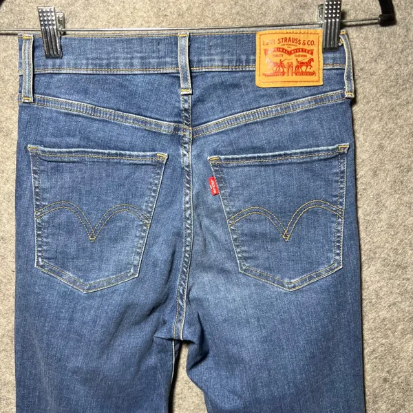 Levis Mile High Super Skinny Jeans 27 Medium Wash Distressed‎ Ripped Raw Hem - Image 8