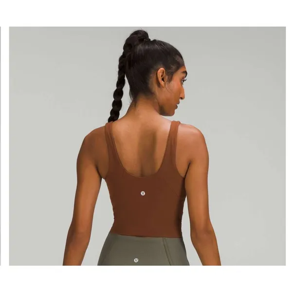 Lululemon Align Tank Top Women 4 Roasted Brown Nulu Built-in Bra Crop W1DUVS - Image 9